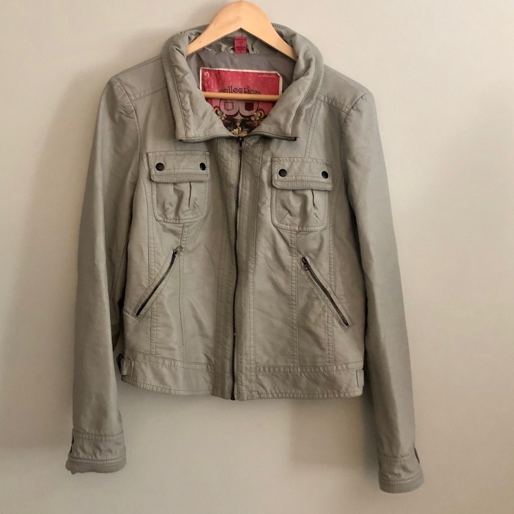 Collection B Faux Leather Bomber Jacket